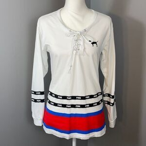 Pink Victoria’s Secret Lace Up Pullover. Size XS